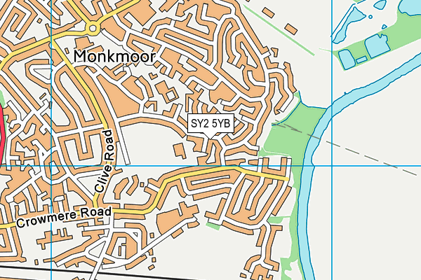 SY2 5YB map - OS VectorMap District (Ordnance Survey)