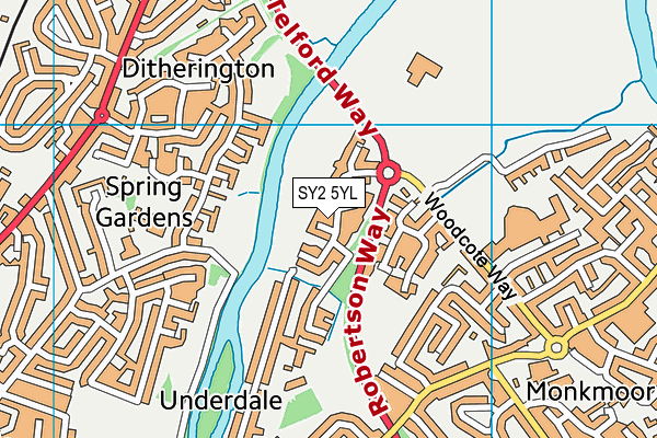 SY2 5YL map - OS VectorMap District (Ordnance Survey)