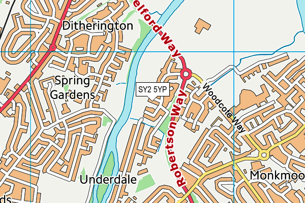 SY2 5YP map - OS VectorMap District (Ordnance Survey)