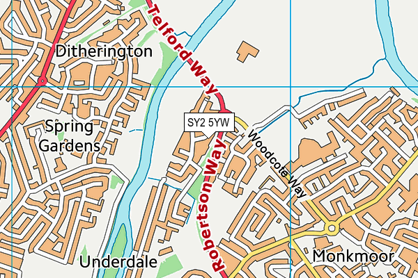 SY2 5YW map - OS VectorMap District (Ordnance Survey)