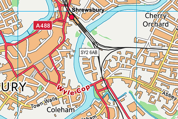 Gay Meadow (Shrewsbury Town Fc) (Closed) map (SY2 6AB) - OS VectorMap District (Ordnance Survey)