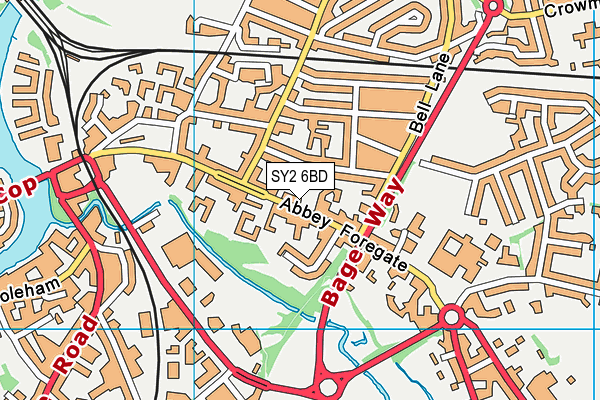 SY2 6BD map - OS VectorMap District (Ordnance Survey)