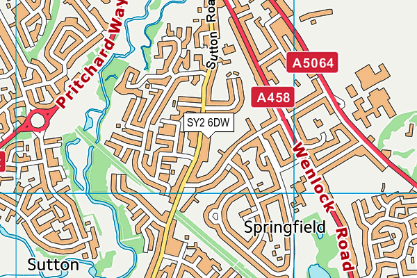 SY2 6DW map - OS VectorMap District (Ordnance Survey)