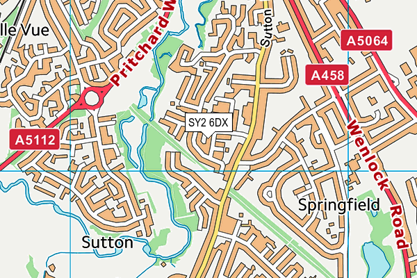 SY2 6DX map - OS VectorMap District (Ordnance Survey)