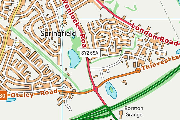 SY2 6SA map - OS VectorMap District (Ordnance Survey)