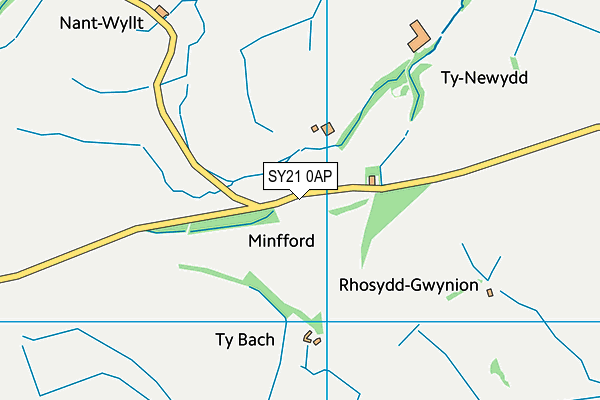 SY21 0AP map - OS VectorMap District (Ordnance Survey)