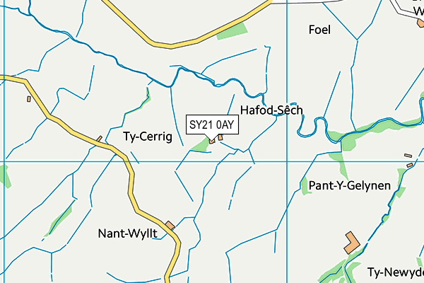 SY21 0AY map - OS VectorMap District (Ordnance Survey)