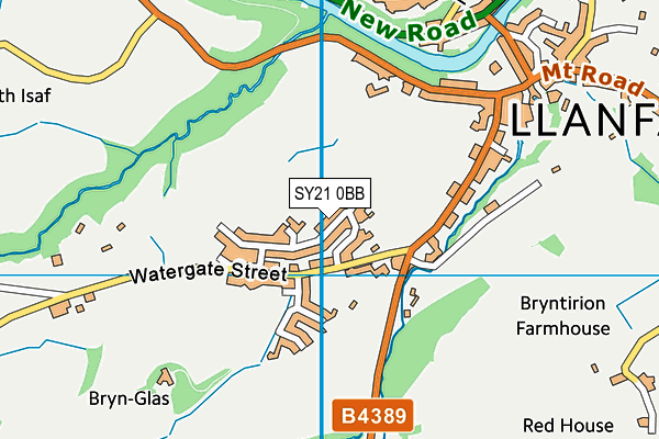 SY21 0BB map - OS VectorMap District (Ordnance Survey)