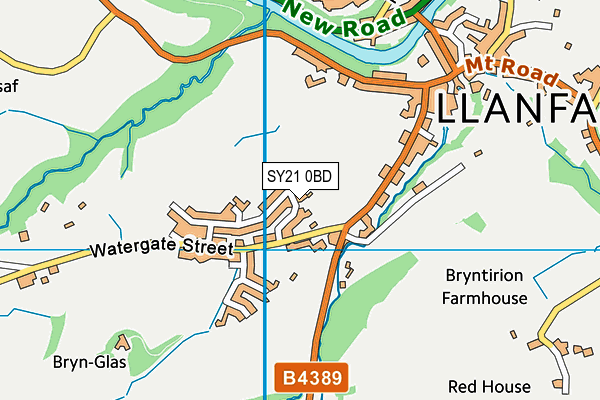 SY21 0BD map - OS VectorMap District (Ordnance Survey)