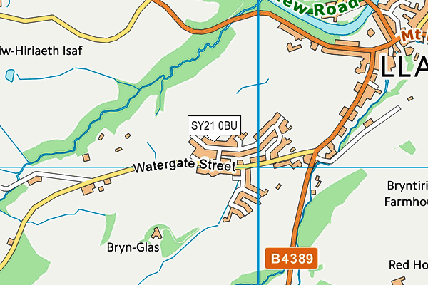 SY21 0BU map - OS VectorMap District (Ordnance Survey)