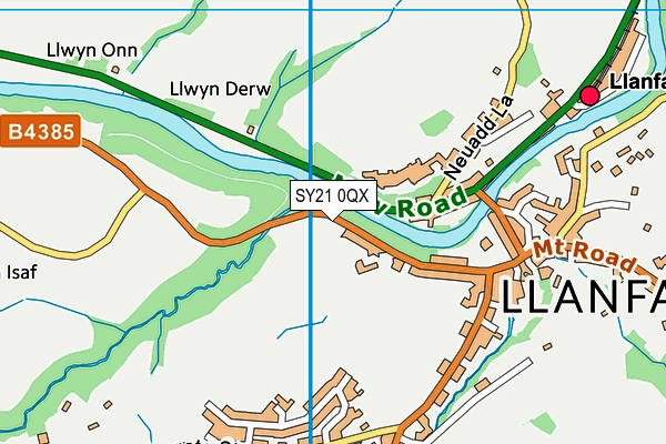 SY21 0QX map - OS VectorMap District (Ordnance Survey)