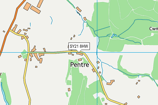 SY21 8HW map - OS VectorMap District (Ordnance Survey)