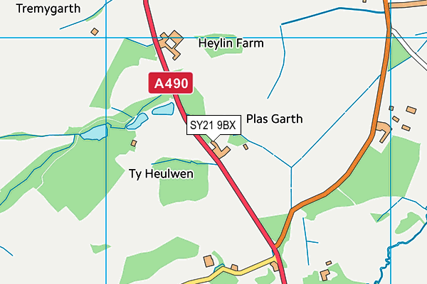 SY21 9BX map - OS VectorMap District (Ordnance Survey)