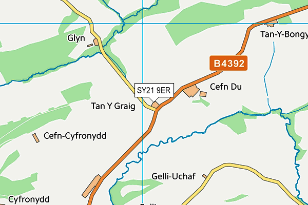 SY21 9ER map - OS VectorMap District (Ordnance Survey)