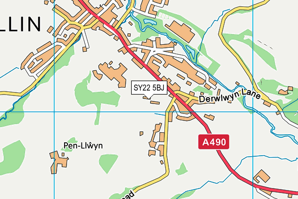 Ysgol Llanfyllin map (SY22 5BJ) - OS VectorMap District (Ordnance Survey)