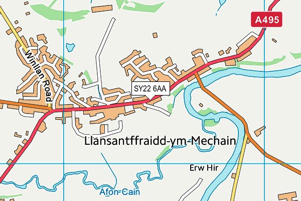 SY22 6AA map - OS VectorMap District (Ordnance Survey)