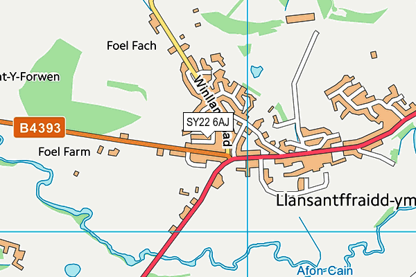 SY22 6AJ map - OS VectorMap District (Ordnance Survey)