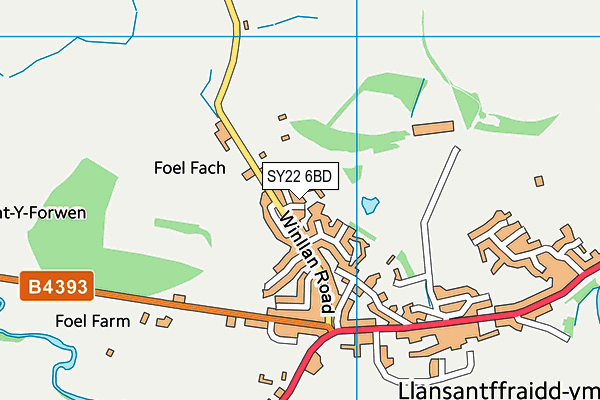 SY22 6BD map - OS VectorMap District (Ordnance Survey)