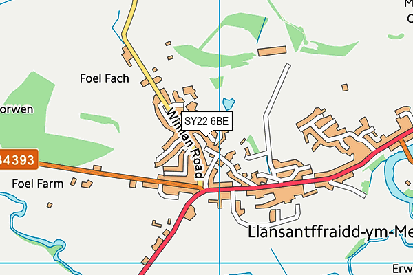 SY22 6BE map - OS VectorMap District (Ordnance Survey)