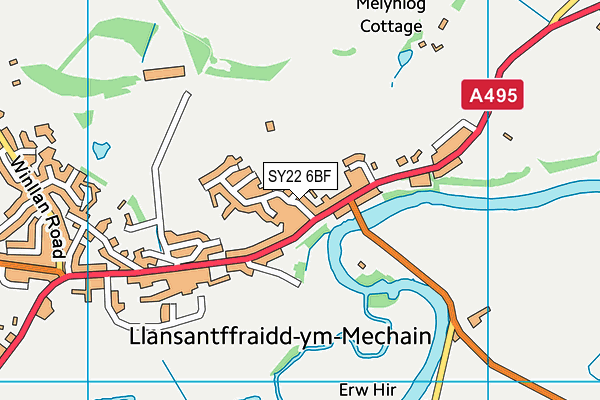 SY22 6BF map - OS VectorMap District (Ordnance Survey)