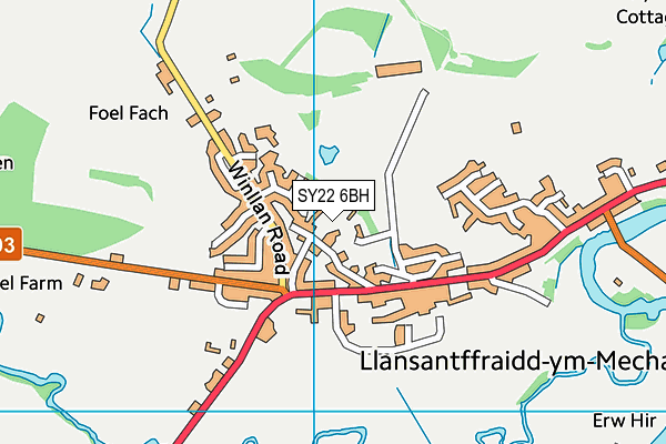 SY22 6BH map - OS VectorMap District (Ordnance Survey)