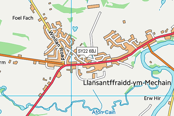 SY22 6BJ map - OS VectorMap District (Ordnance Survey)