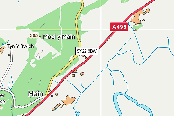 SY22 6BW map - OS VectorMap District (Ordnance Survey)