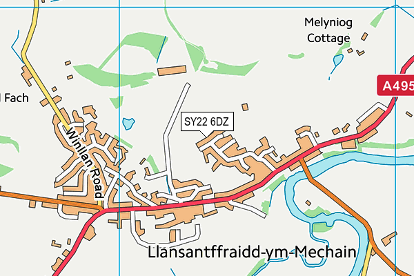 SY22 6DZ map - OS VectorMap District (Ordnance Survey)