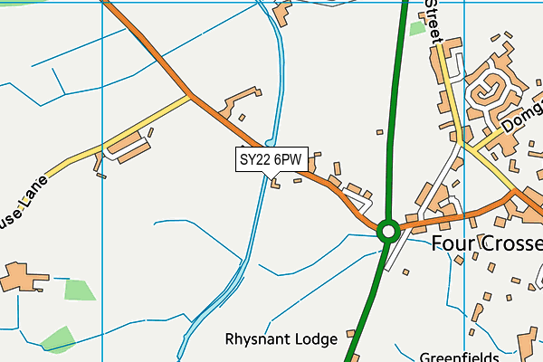 SY22 6PW map - OS VectorMap District (Ordnance Survey)