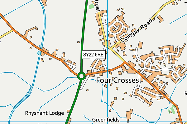 SY22 6RE map - OS VectorMap District (Ordnance Survey)