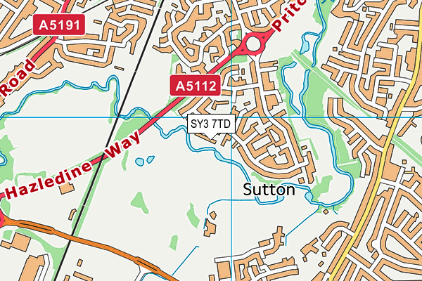 SY3 7TD map - OS VectorMap District (Ordnance Survey)