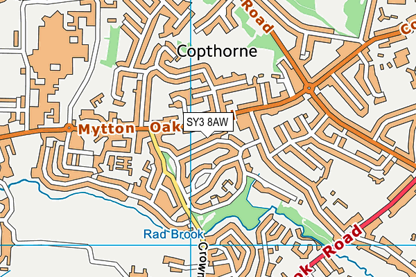 SY3 8AW map - OS VectorMap District (Ordnance Survey)