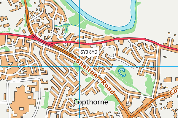 SY3 8YD map - OS VectorMap District (Ordnance Survey)