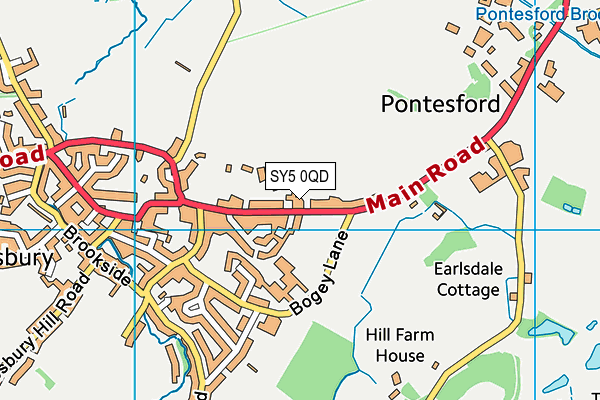 Pontesbury Playing Fields map (SY5 0QD) - OS VectorMap District (Ordnance Survey)