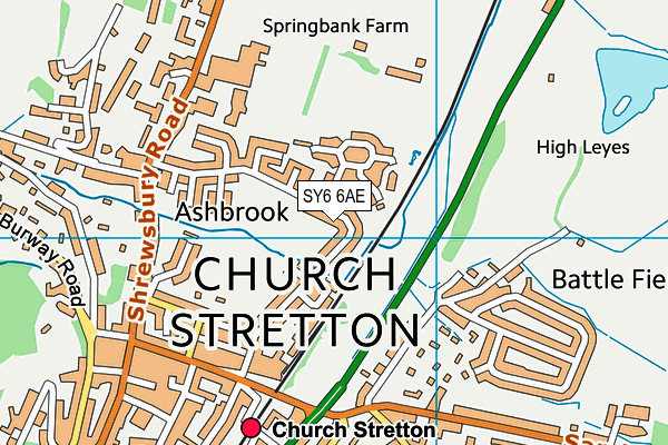 Brooksbury Playing Fields map (SY6 6AE) - OS VectorMap District (Ordnance Survey)