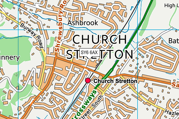 SY6 6AX map - OS VectorMap District (Ordnance Survey)