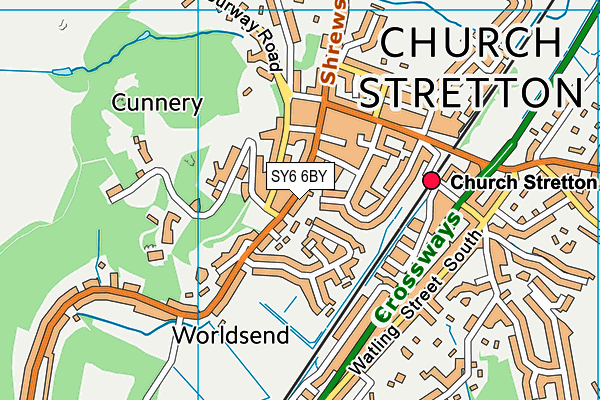 SY6 6BY map - OS VectorMap District (Ordnance Survey)