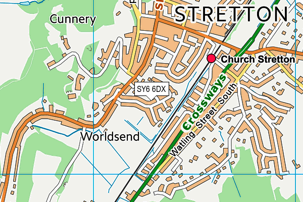 SY6 6DX map - OS VectorMap District (Ordnance Survey)