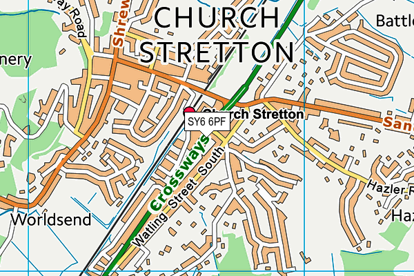 SY6 6PF map - OS VectorMap District (Ordnance Survey)