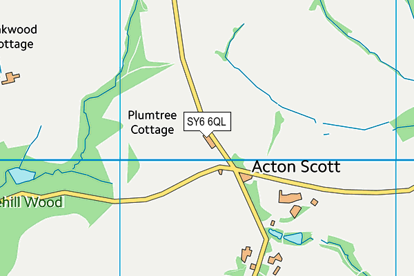 Acton Scott Cricket Club map (SY6 6QL) - OS VectorMap District (Ordnance Survey)