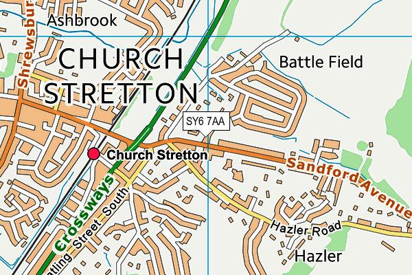 SY6 7AA map - OS VectorMap District (Ordnance Survey)