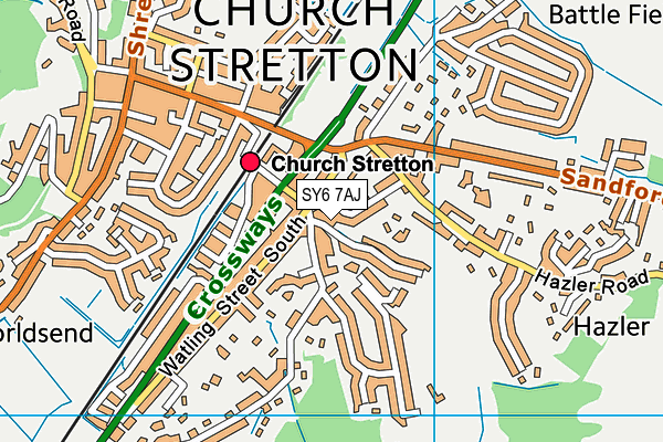 SY6 7AJ map - OS VectorMap District (Ordnance Survey)