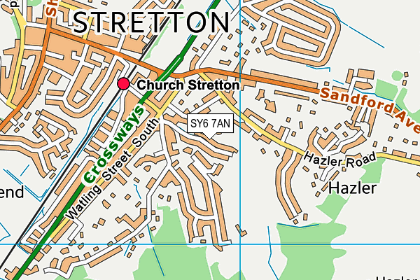 SY6 7AN map - OS VectorMap District (Ordnance Survey)