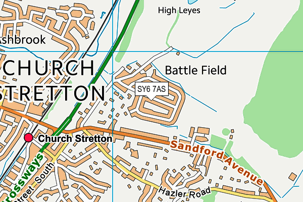 SY6 7AS map - OS VectorMap District (Ordnance Survey)