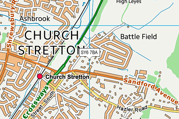 SY6 7BA map - OS VectorMap District (Ordnance Survey)