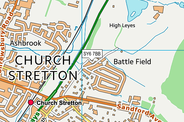 SY6 7BB map - OS VectorMap District (Ordnance Survey)