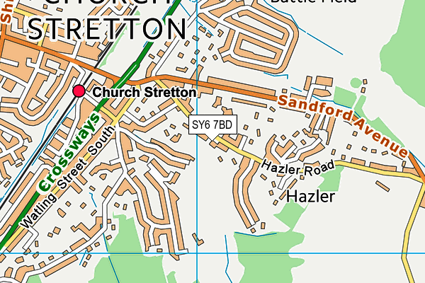 SY6 7BD map - OS VectorMap District (Ordnance Survey)