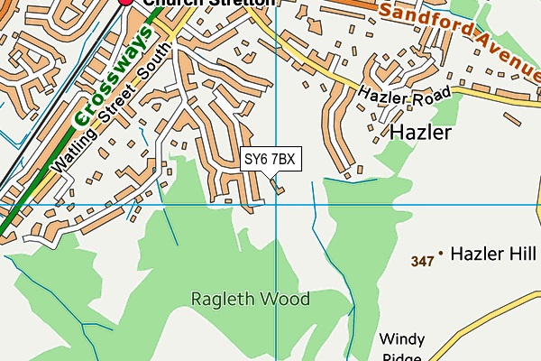 SY6 7BX map - OS VectorMap District (Ordnance Survey)