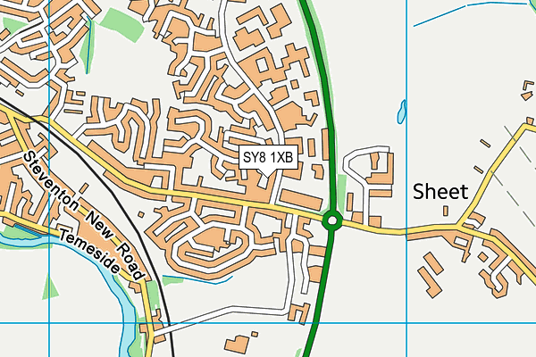 SY8 1XB map - OS VectorMap District (Ordnance Survey)