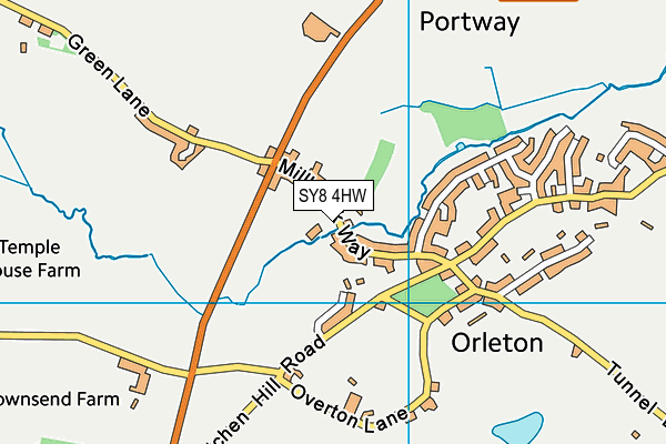 Orleton Recreation Ground map (SY8 4HW) - OS VectorMap District (Ordnance Survey)